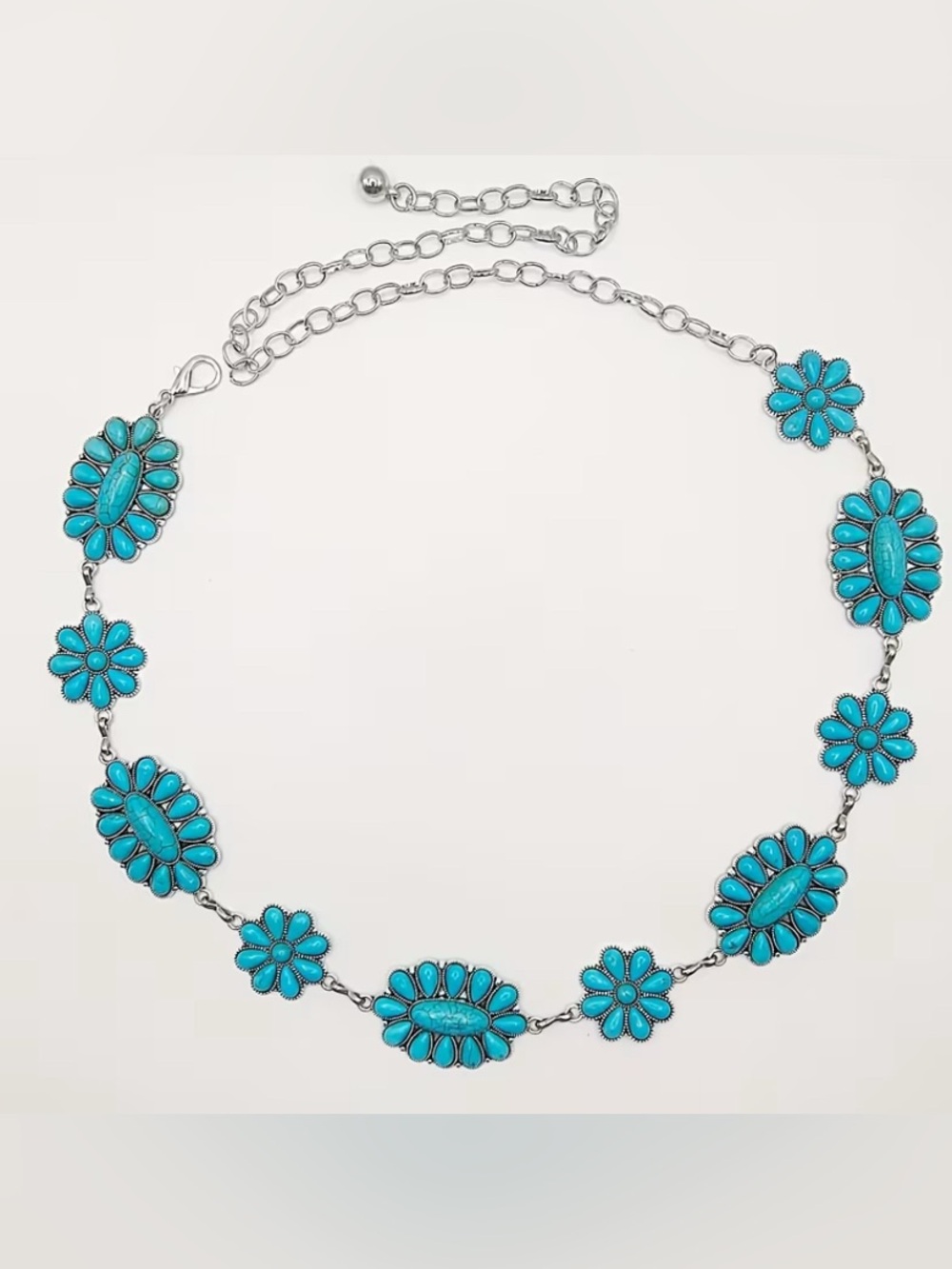 Synthetic Turquoise Flower Concho Belt